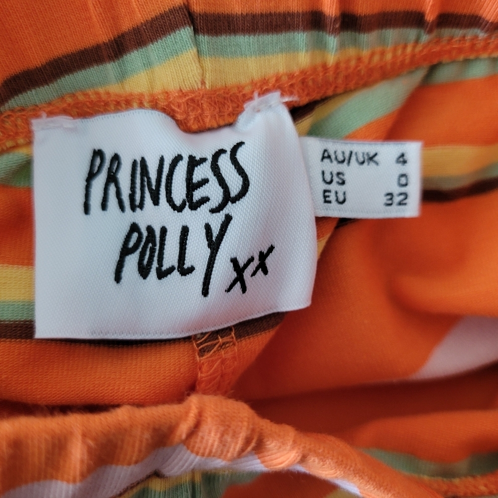 Princess Polly Women's Orange Striped Jackson Knit Flared Pull-on Pants Size 0 - Picture 2 of 5